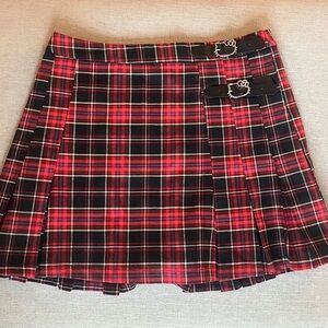 Hello Kitty X Forever 21 Red & Black Kilt Skirt Size L